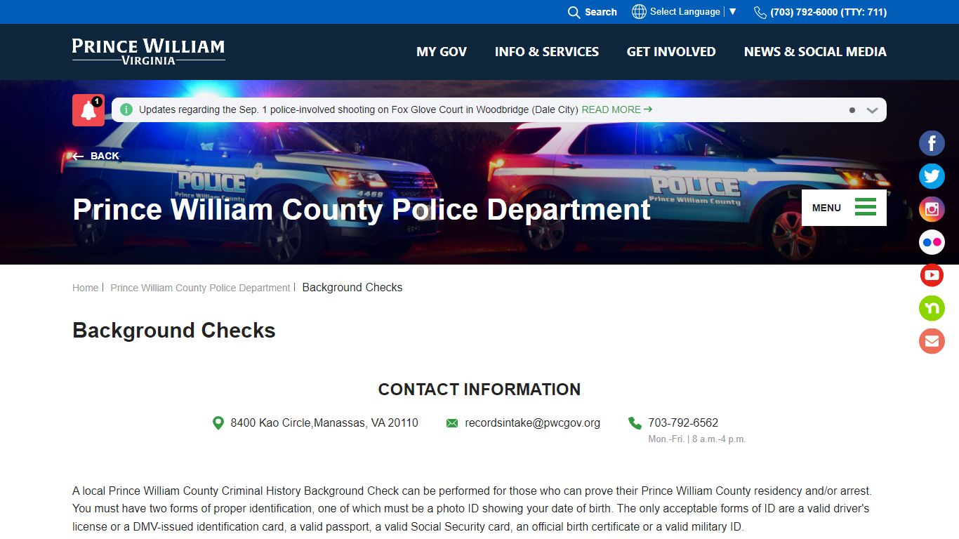 Background Checks - Prince William County, Virginia